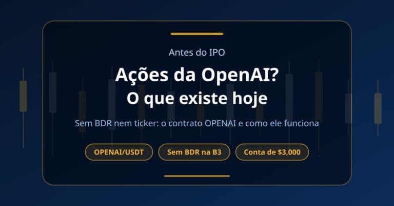 Capa com a pergunta sobre as ações da OpenAI e o contrato OPENAI/USDT, sem BDR na B3, como o que existe antes do IPO