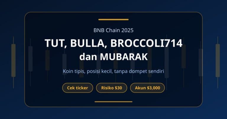 Sampul artikel gelombang meme coin BNB Chain dengan TUT, BULLA, BROCCOLI714, dan MUBARAK di akun challenge
