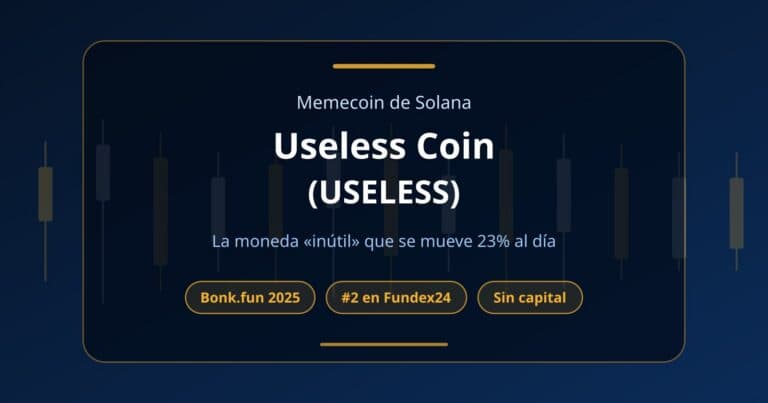 Portada sobre la memecoin USELESS de Solana con su rango diario promedio de 23% y la cuenta de desafío de $3,000