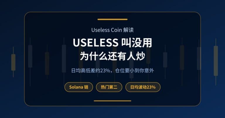 封面:USELESS 自称没用却交易火热,标注 Solana 链、Fundex24 热门第二和日均波动约23%