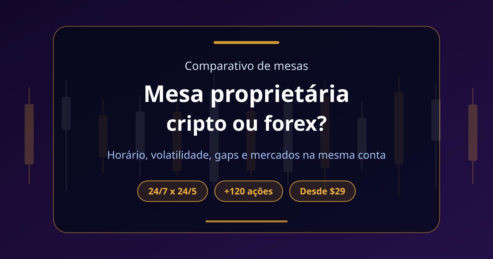 Mesa proprietária cripto ou forex: qual combina com a sua rotina?