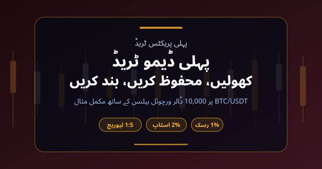 پہلی ڈیمو ٹریڈ کیسے کریں: لانگ، شارٹ، لیوریج اور اسٹاپ لاس قدم بہ قدم