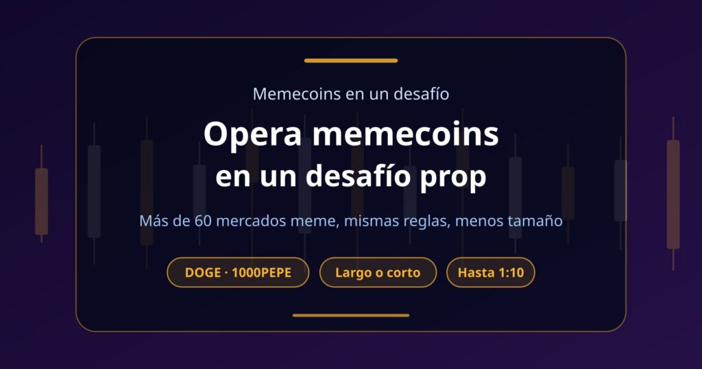 Prop firm de memecoins: ¿puedes operar DOGE, PEPE y WIF en un desafío?