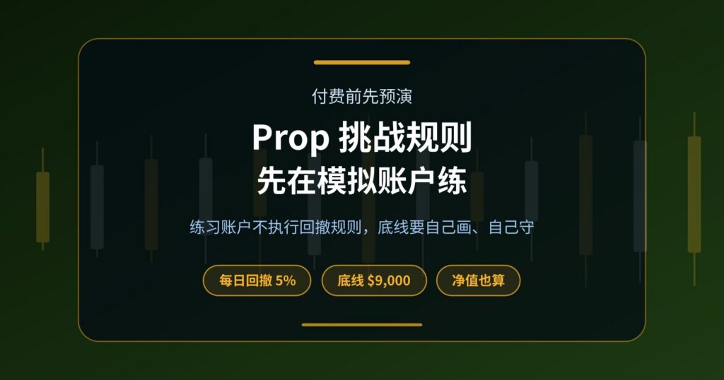 Prop 挑战规则先在模拟账户预演：每日回撤、净值和交易日怎么练