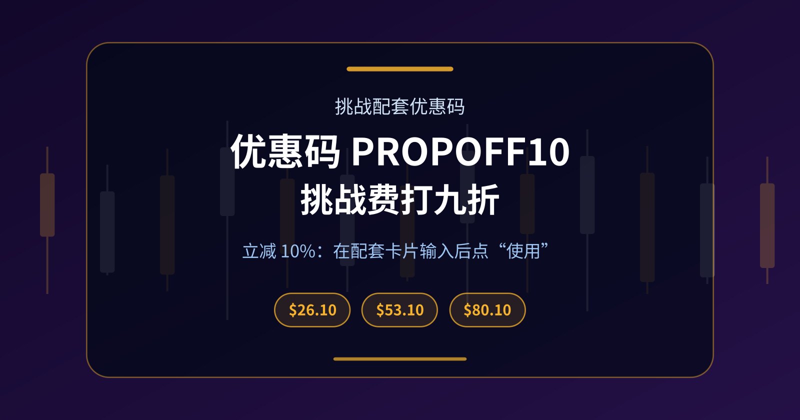 Prop 挑战优惠码 PROPOFF10：三个配套一律打九折
